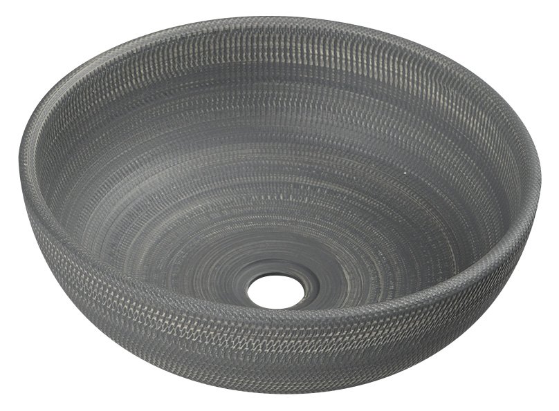 PRIORI keramické umývadlo, priemer 41 cm, 15 cm, šedá so vzorom PI024