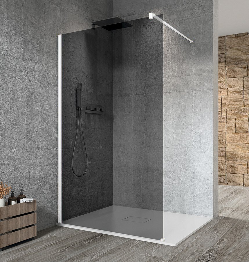 VARIO WHITE jednodílná sprchová zástěna k instalaci ke stěně, kouřové sklo, 1000 mm GX1310GX1015