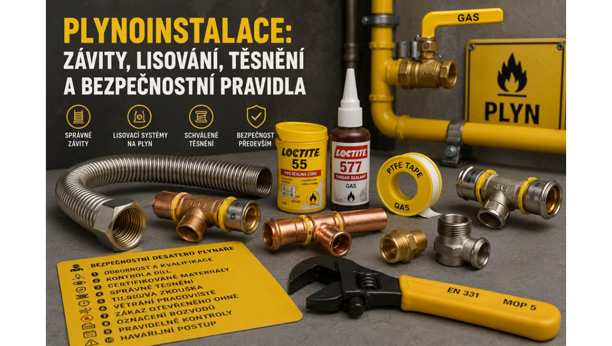Plynoinstalace: Závity, lisování, těsnění a bezpečnostní pravidla