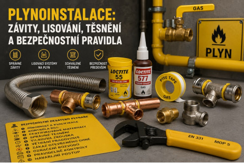 Plynoinstalace: Závity, lisování, těsnění a bezpečnostní pravidla