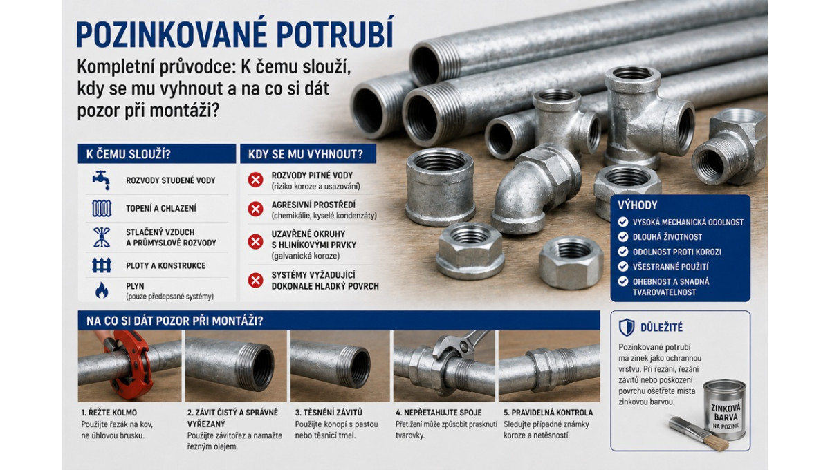 Průvodce pozinkovaným potrubím: K čemu slouží, kdy se mu vyhnout a na co si dát pozor při montáži?