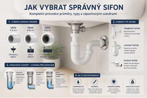 Jak vybrat správný sifon: Kompletní průvodce průměry, typy a zápachovými uzávěrami