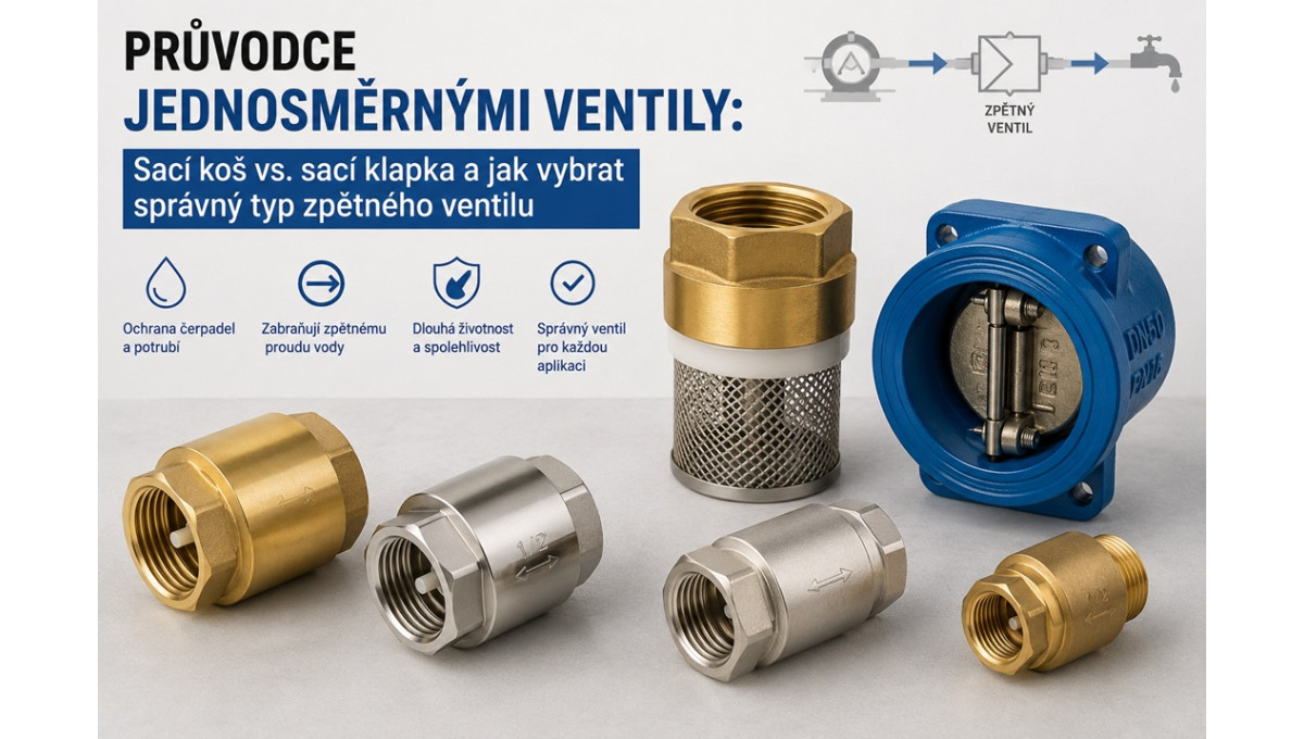Průvodce jednosměrnými ventily: Sací koš vs. sací klapka a jak vybrat správný typ zpětného ventilu