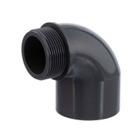PVC koleno 90° s vnějším závitem 63mm x 2" 