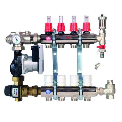Rozdělovač podlahového vytápění 2-cestný, SET Komplet se směšovačem ESBE