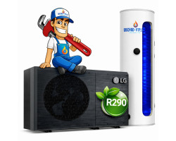 Tepelné čerpadlo LG ThermaV 16kW + TUV 200l R290 MONOBLOK, model HM163HF.UB60 s montáží na klíč