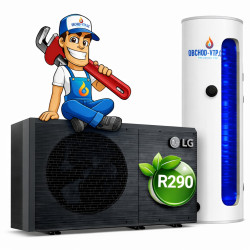 Tepelné čerpadlo LG ThermaV 14kW + TUV 200l R290 MONOBLOK, model HM143HF.UB60 s montáží na klíč