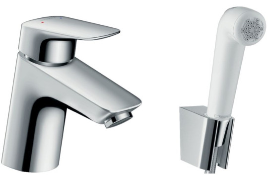 HANSGROHE LOGIS umyvadlová baterie 107mm, stojánková, páková, se sprchou Bidette, chrom