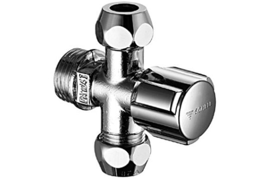 SCHELL COMFORT dvojitý rohový ventil 1/2"x3/8"x3/8", chrom