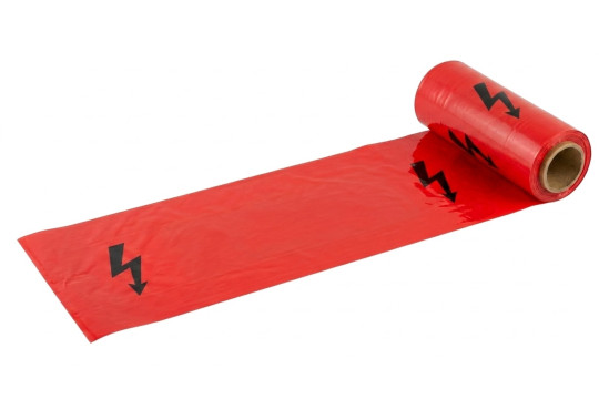 Výstražná fólie 220 × 0,07 mm „BLESK“, červená 50m