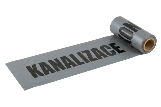 Výstražná fólie 300 × 0,08 mm „Pozor kanalizace“, šedá 100m