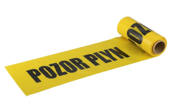 Výstražná fólie 300 × 0,08 mm „Pozor plyn“, žlutá 100m