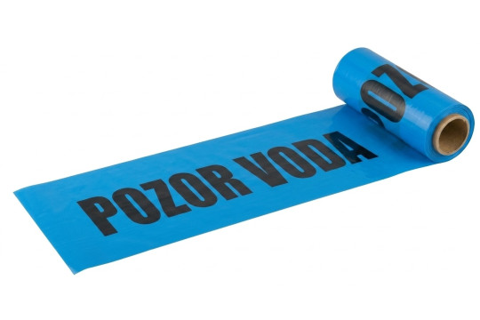 Výstražná fólie 300 × 0,08 mm „Pozor voda“, modrá 100m