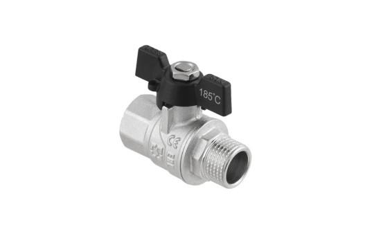 Kulový ventil BLACK 3/4" MF Motýl PN40 185°C PLNOPRŮTOK