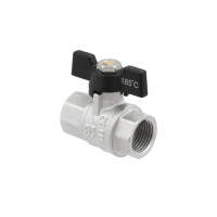 Kulový ventil BLACK 1/2" FF Motýl PN50 185°C PLNOPRŮTOK
