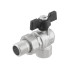 Kulový ventil BLACK 3/4" MF motýl se šroubením ROHOVÝ PN40 185°C PLNOPRŮTOK