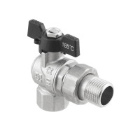 Kulový ventil BLACK 1/2" MF motýl se šroubením ROHOVÝ PN50 185°C PLNOPRŮTOK