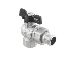Kulový ventil BLACK 1" MF motýl se šroubením ROHOVÝ PN40 185°C PLNOPRŮTOK