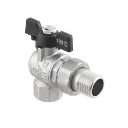 Kulový ventil BLACK 3/4" MF motýl se šroubením ROHOVÝ PN40 185°C PLNOPRŮTOK