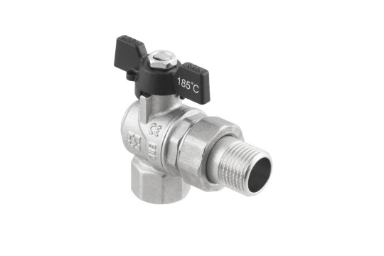 Kulový ventil BLACK 3/4" MF motýl se šroubením ROHOVÝ PN40 185°C PLNOPRŮTOK