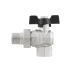 Kulový ventil BLACK 3/4" MF motýl se šroubením ROHOVÝ PN40 185°C PLNOPRŮTOK