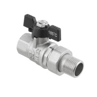 Kulový ventil BLACK 1/2" MF motýl se šroubením PN50 185°C PLNOPRŮTOK