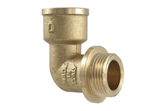 Mosazné koleno s lemem MF 1/4" x 1/4"