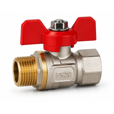 Kulový kohout MF 1/2" s UCPÁVKOU, Motýlek, PN30
