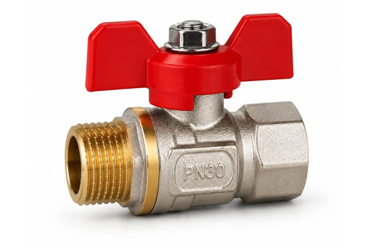 Kulový kohout MF 1/2" s UCPÁVKOU, Motýlek, PN30
