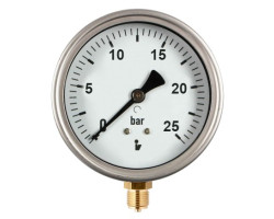 Manometr (tlakoměr) d63mm 0-25 BAR SPODNÍ vývod 1/4" - voda, vzduch