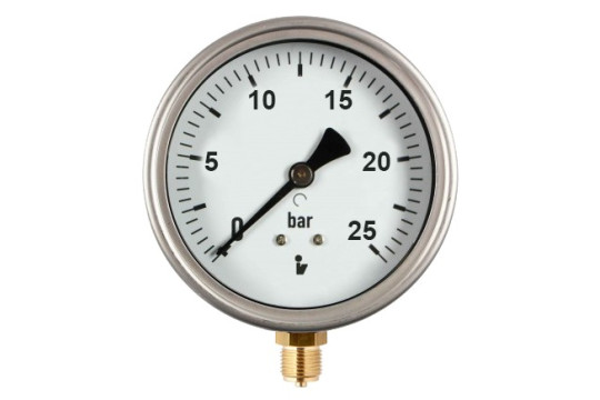Manometr (tlakoměr) d63mm 0-25 BAR SPODNÍ vývod 1/4" - voda, vzduch