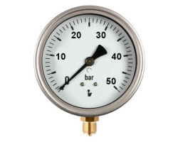 Manometr (tlakoměr) d50mm 0-50 BAR SPODNÍ vývod 1/4" - voda, vzduch