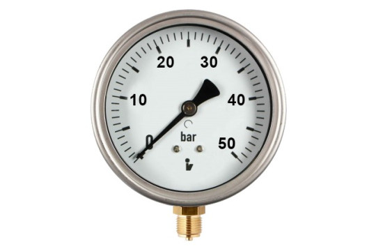 Manometr (tlakoměr) d50mm 0-50 BAR SPODNÍ vývod 1/4" - voda, vzduch