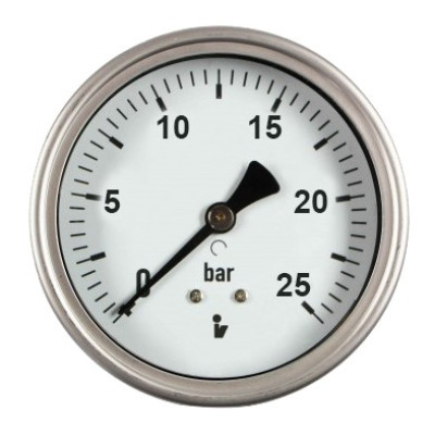 Manometr (tlakoměr) d50mm 0-25 BAR ZADNÍ vývod 1/4" - voda, vzduch