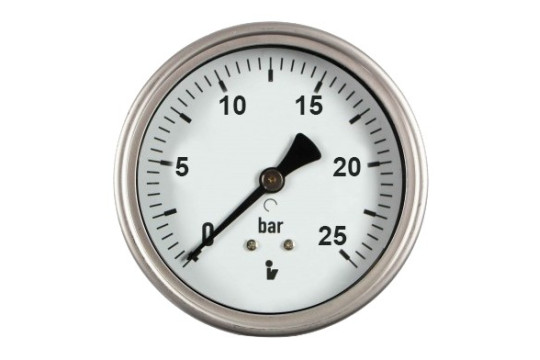 Manometr (tlakoměr) d50mm 0-25 BAR ZADNÍ vývod 1/4" - voda, vzduch