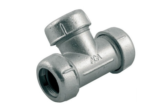 AGAFLEX TOK 1/2" - litinový T kus sv.- pitná/topná voda/tlakový vzduch/oleje - ocelová/HDPE trubka