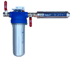 Změkčovač vody IPS Kalyxx BlueLine - G 3/4" s filtrem a kohouty - horizontální montáž