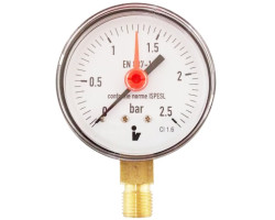 Manometr (tlakoměr) d100mm 0-2,5 BAR SPODNÍ vývod 1/2" - voda, vzduch
