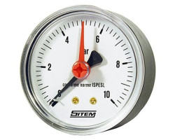 Manometr (tlakoměr) d50mm 0-10 BAR ZADNÍ vývod 1/4" - voda, vzduch