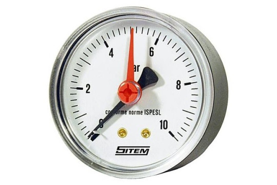 Manometr (tlakoměr) d63mm 0-10 BAR ZADNÍ vývod 1/4" - voda, vzduch