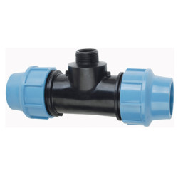 PE T-kus s vnějším závitem 16 mm x 1/2" x 16 mm - Polyetylen