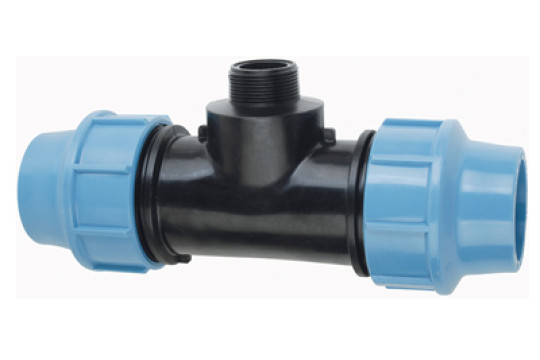 PE T-kus s vnějším závitem 16 mm x 1/2" x 16 mm - Polyetylen