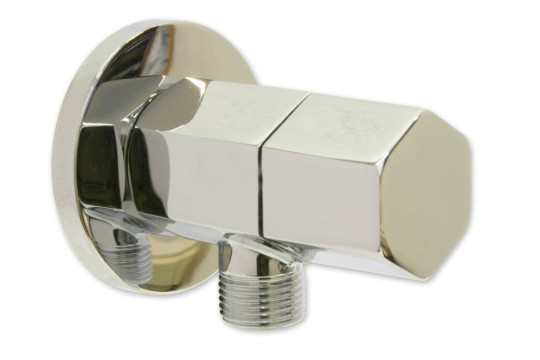 Rohový ventil s keramickým vrškem 1/2" x 3/8" - Chrom, šestihranný 