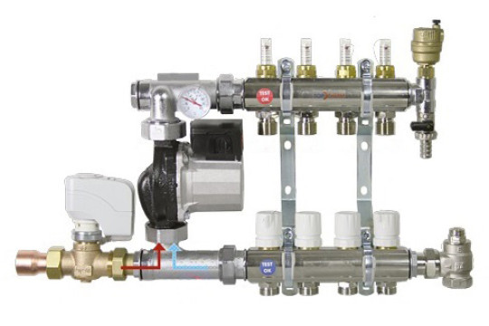 Rozdělovač podlahového vytápění 5-cestný, Ekvitermní řízení, elektronické čerpadlo