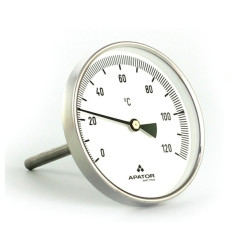 Celonerezový teploměr d100mm se ZADNÍM vývodem 45mm, 0-200°C, bimetalový 