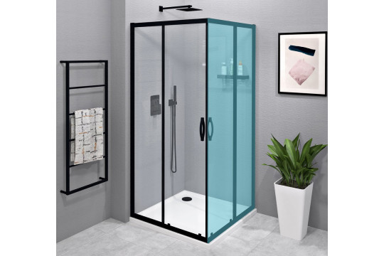 SIGMA SIMPLY BLACK sprchové dveře posuvné pro rohový vstup 1100 mm, čiré sklo
