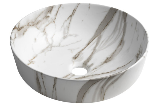 RONDEA keramické umyvadlo na desku Ø 41cm, bianco carrara RONDEA keramické umyvadlo na desku Ø 41cm, bianco carrara