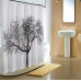 Sprchový závěs 180x200cm, polyester, černá/bílá, strom