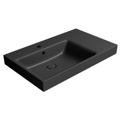 NUBES keramické umyvadlo 80x50cm, s odkládací plochou vpravo, černá mat