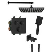 SMART SELECT podomítkový sprchový set s termostatickou baterií, 2 výstupy, vyústění, černá mat